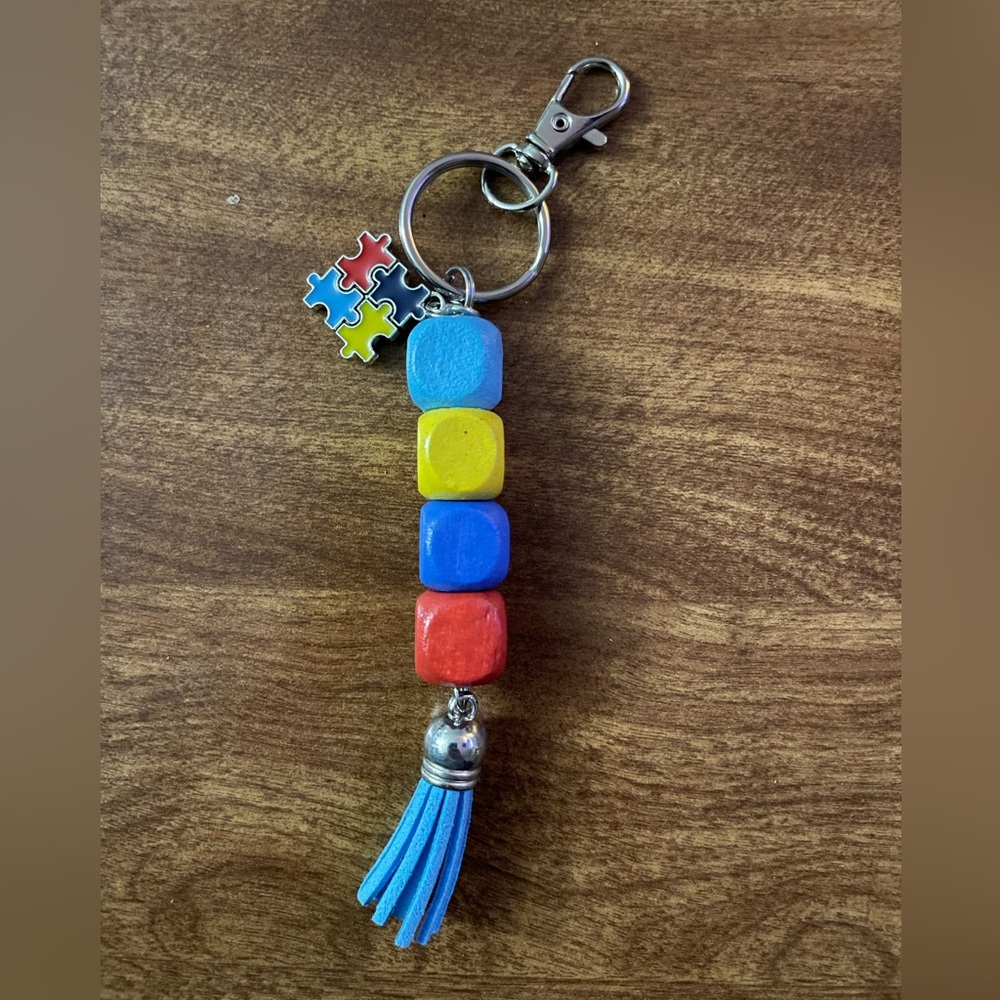 Small Autism Beaded Keychain (Blue)